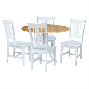 42 in. Dual Drop Leaf Table with 4 Splat Back Dining Chairs - 5 Piece Dining Set