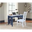 Hampton Wood Desk With Double XX Back Chair in Blue and Antiqued Chalk