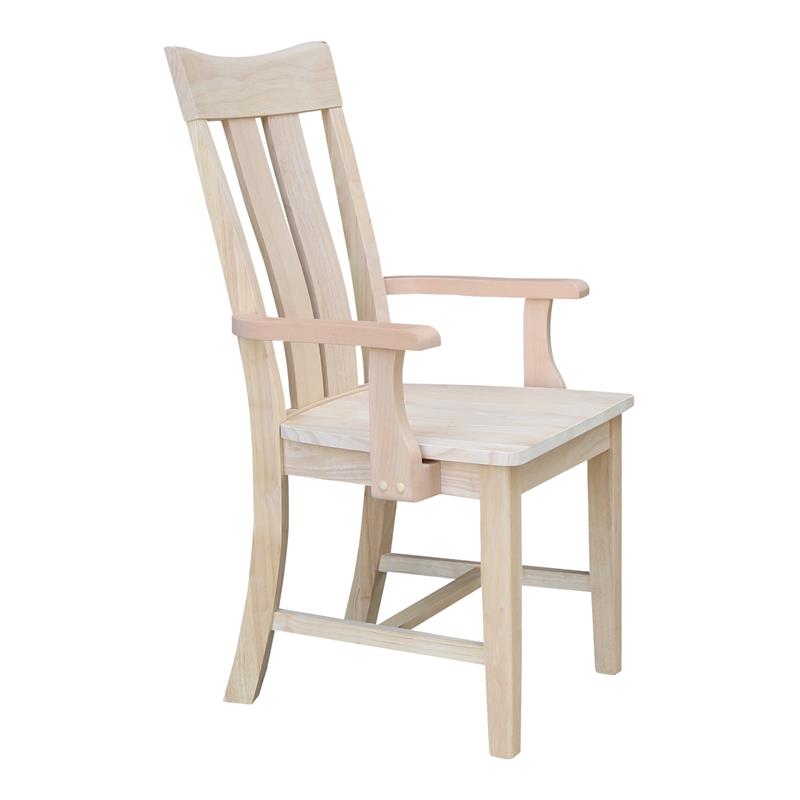 International Concepts Ava Unfinished Wood Arm Chair
