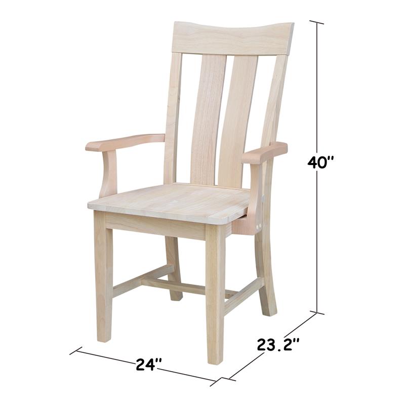 International Concepts Ava Unfinished Wood Arm Chair