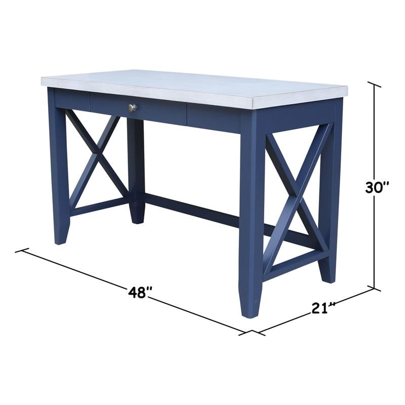 International Concepts Hampton Blue and Antiqued Chalk Wood Desk