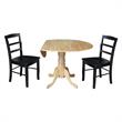 42 in Dual Drop Leaf Table with 2 Ladder Back Dining Chairs - 3 Piece Dining Set
