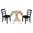 42 in Dual Drop Leaf Table with 2 Ladder Back Dining Chairs - 3 Piece Dining Set