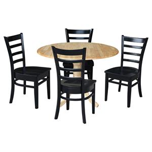 42 in Dual Drop Leaf Table with 4 Ladder Back Dining Chairs - 5 Piece Dining Set