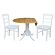 42 in Dual Drop Leaf Table with 2 Ladder Back Dining Chairs - 3 Piece Dining Set