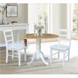 42 in Dual Drop Leaf Table with 2 Ladder Back Dining Chairs - 3 Piece Dining Set