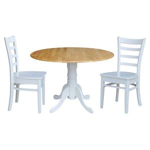 42 in Dual Drop Leaf Table with 2 Ladder Back Dining Chairs - 3 Piece Dining Set