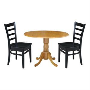 42 in Dual Drop Leaf Table with 2 Ladder Back Dining Chairs - 3 Piece Dining Set
