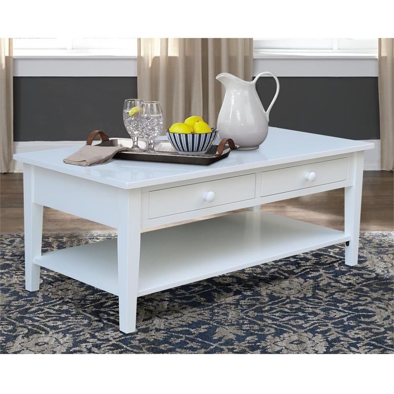 International Concepts Spencer White Wood Coffee Table