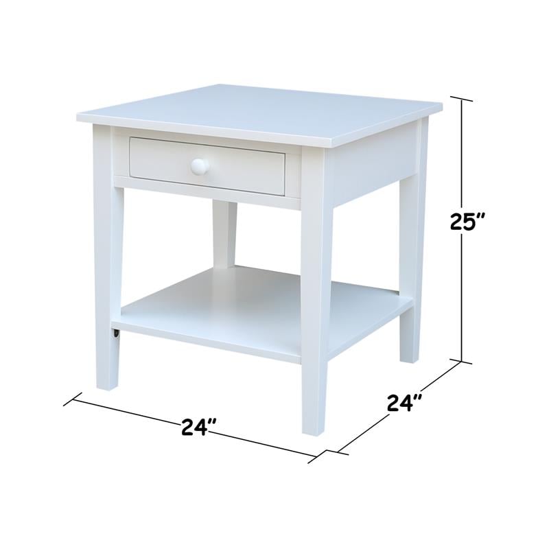 International Concepts Spencer White Wood End Table in White