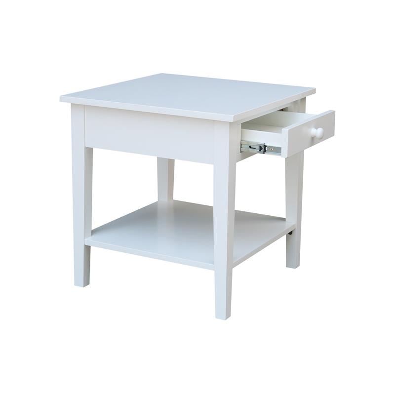 International Concepts Spencer White Wood End Table in White