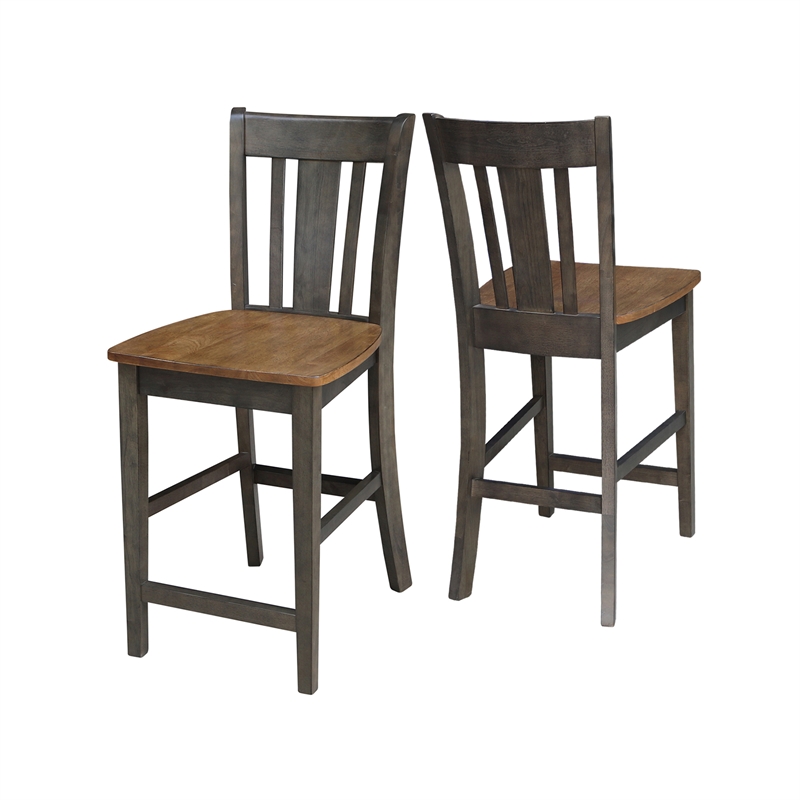 San Remo Solid Wood CounterHeight Stool in Hickory/Washed Coal