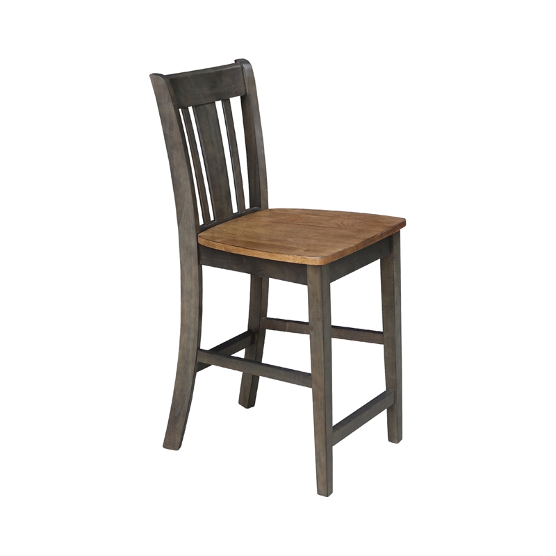 San Remo Solid Wood CounterHeight Stool in Hickory/Washed Coal