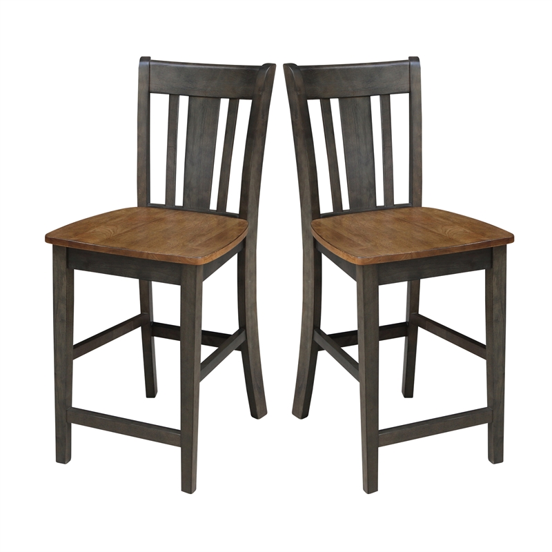 San Remo Solid Wood CounterHeight Stool in Hickory/Washed Coal