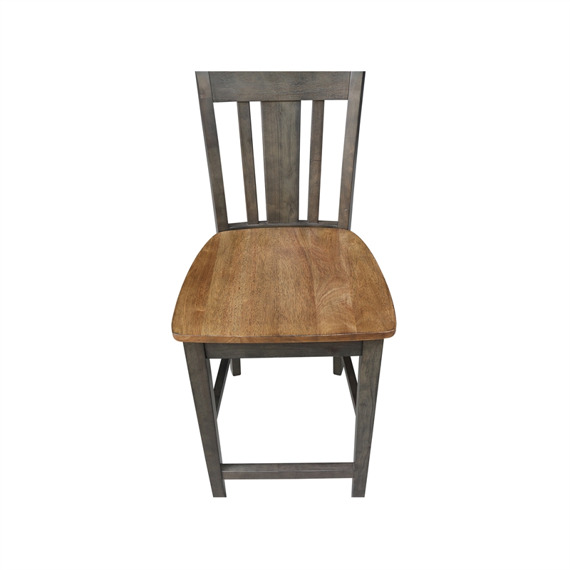 San Remo Solid Wood CounterHeight Stool in Hickory/Washed Coal