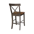 X-Back Solid Wood CounterHeight Stool in Hickory/Washed Coal