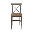 X-Back Solid Wood CounterHeight Stool in Hickory/Washed Coal
