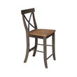 X-Back Solid Wood CounterHeight Stool in Hickory/Washed Coal