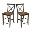 X-Back Solid Wood CounterHeight Stool in Hickory/Washed Coal