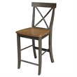 X-Back Solid Wood CounterHeight Stool in Hickory/Washed Coal