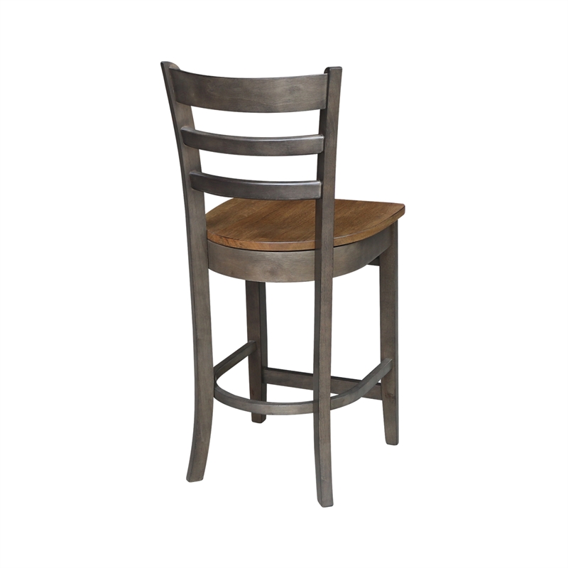 Emily Solid Wood CounterHeight Stool in Hickory/Washed Coal