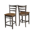 Emily Solid Wood CounterHeight Stool in Hickory/Washed Coal