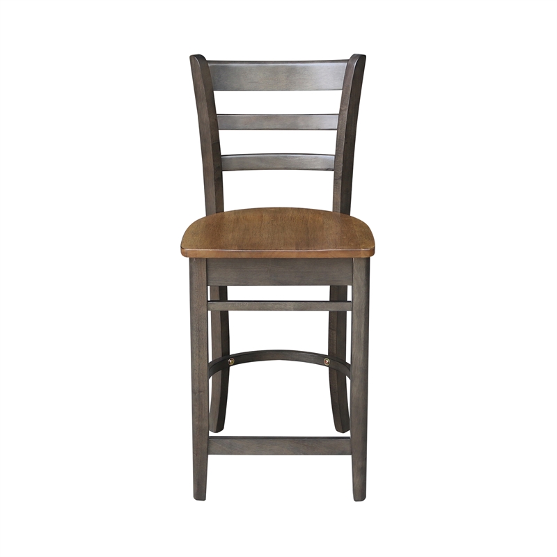 Emily Solid Wood CounterHeight Stool in Hickory/Washed Coal