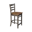 Emily Solid Wood CounterHeight Stool in Hickory/Washed Coal