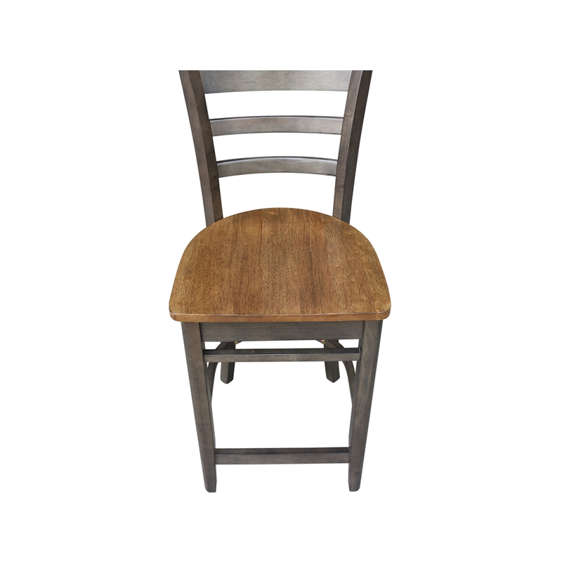 Emily Solid Wood CounterHeight Stool in Hickory/Washed Coal