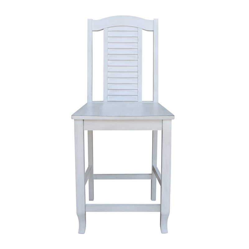 International Concepts Seaside Solid Wood Counterheight Stool in Antique Chalk