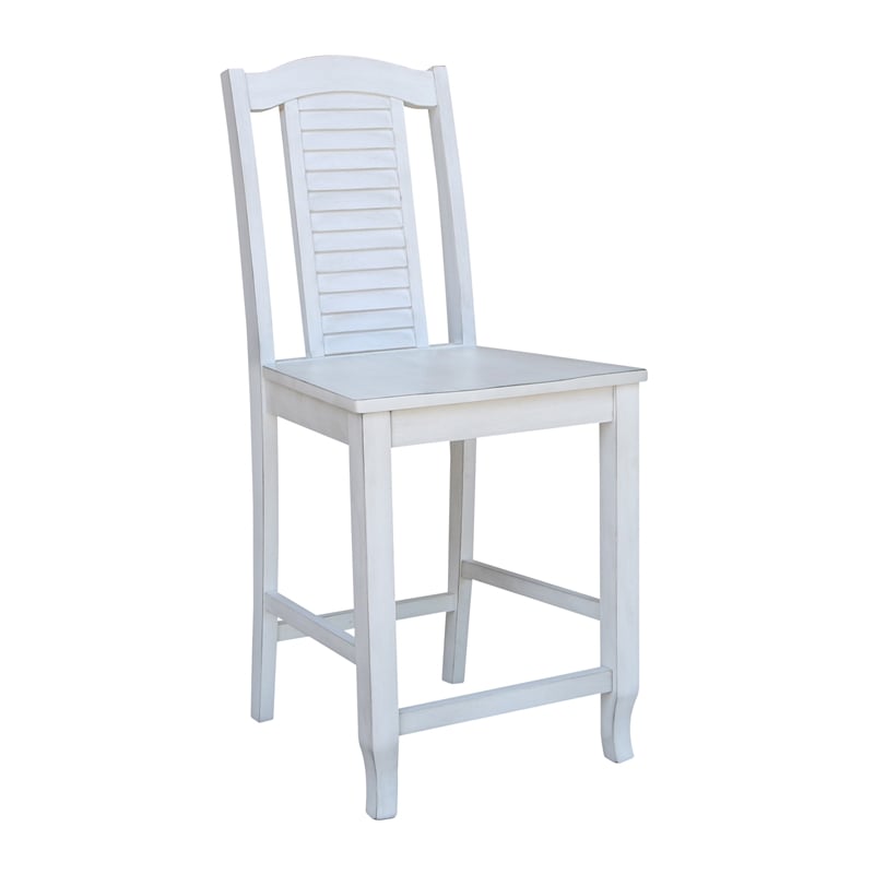 International Concepts Seaside Solid Wood Counterheight Stool in Antique Chalk