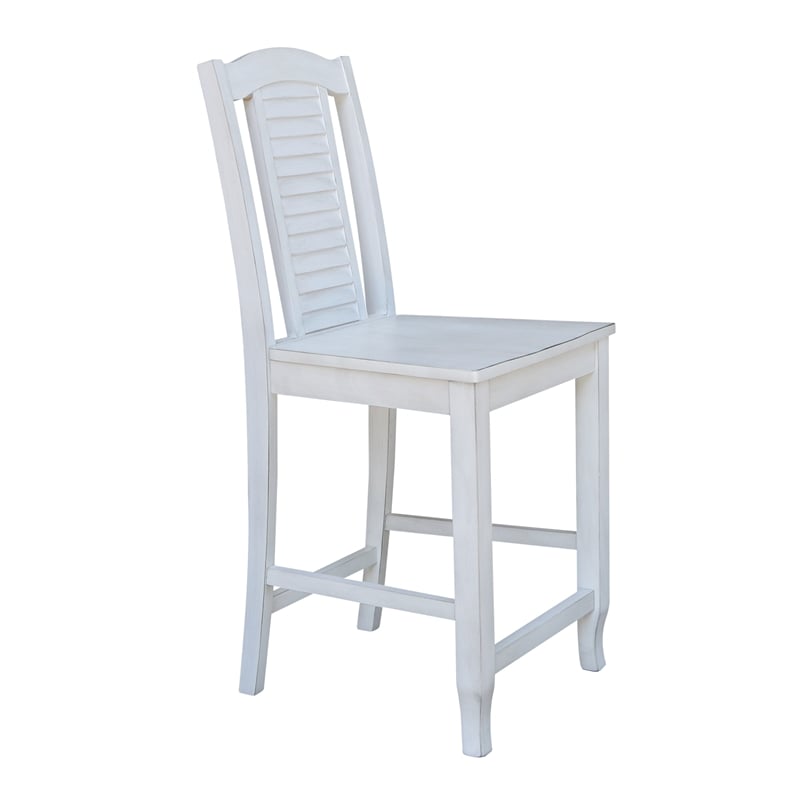 International Concepts Seaside Solid Wood Counterheight Stool in Antique Chalk