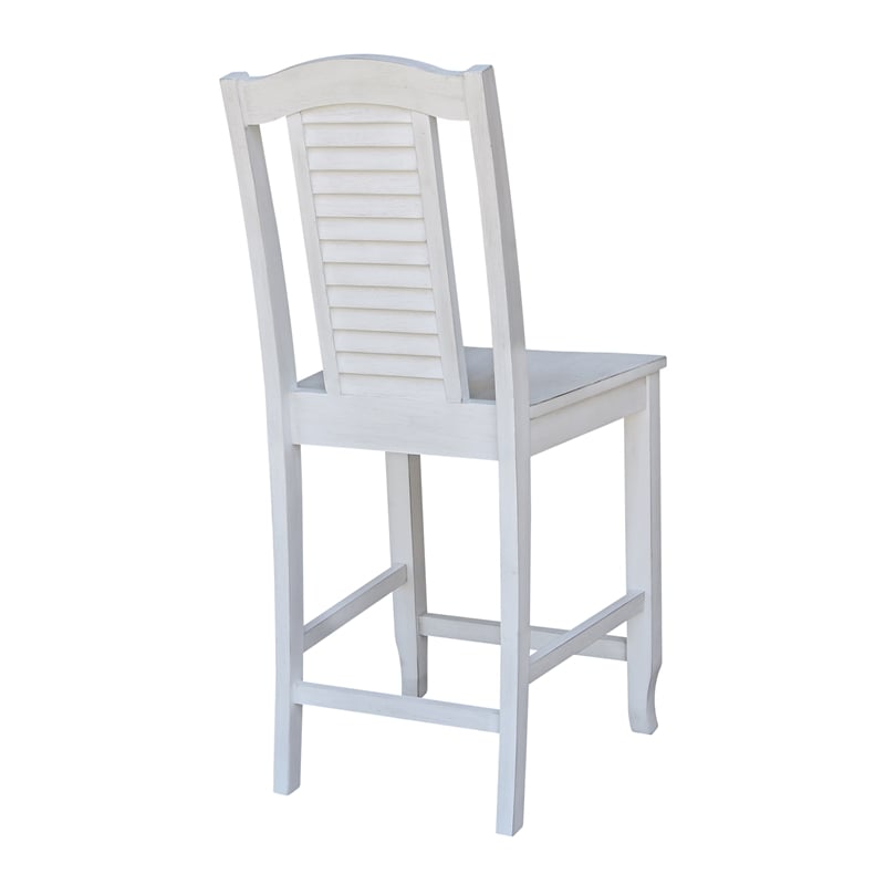 International Concepts Seaside Solid Wood Counterheight Stool in Antique Chalk