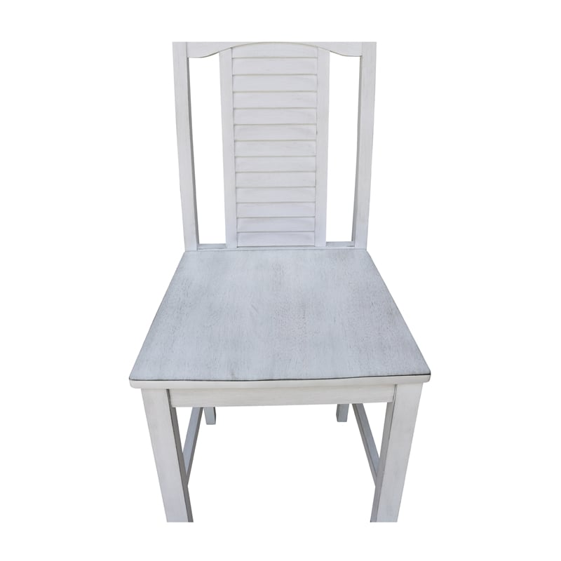 International Concepts Seaside Solid Wood Counterheight Stool in Antique Chalk