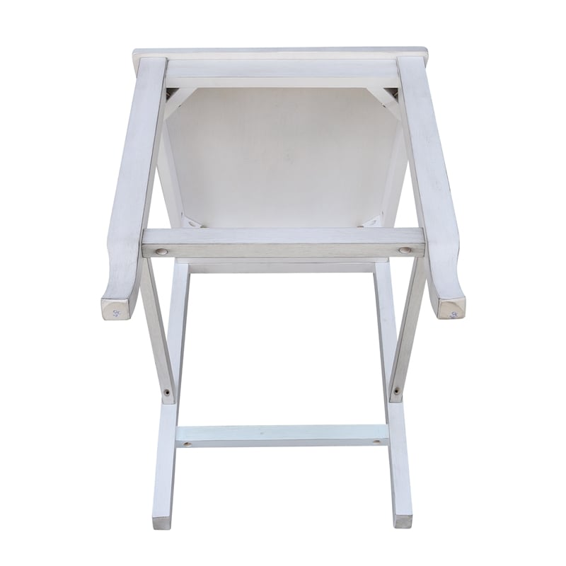 International Concepts Seaside Solid Wood Counterheight Stool in Antique Chalk