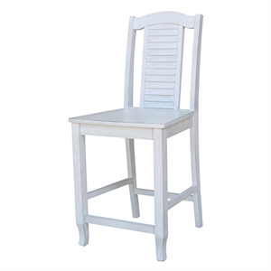 International Concepts Seaside Solid Wood Counterheight Stool in Antique Chalk