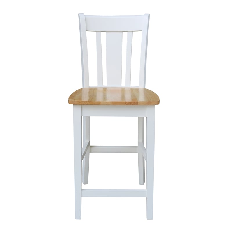International Concepts San Remo Solid Wood CounterHeight Stool in White/Natural