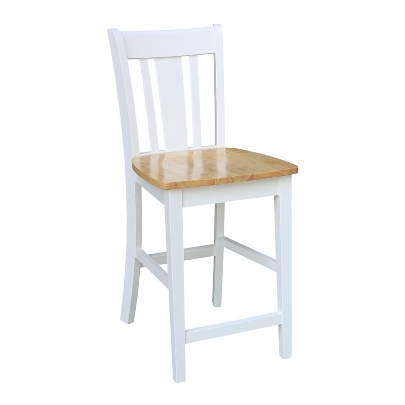 International Concepts San Remo Solid Wood CounterHeight Stool in White/Natural