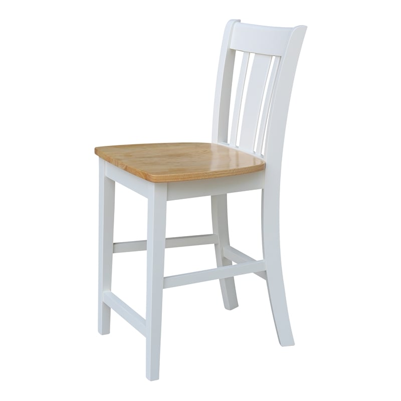 International Concepts San Remo Solid Wood CounterHeight Stool in White/Natural