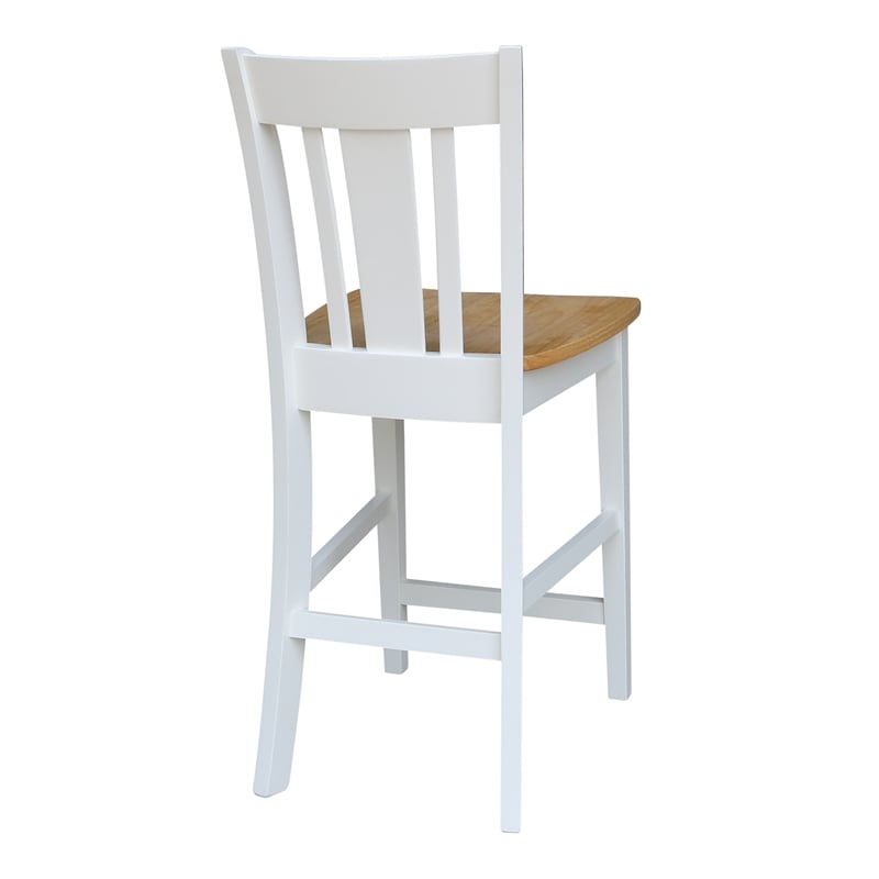 International Concepts San Remo Solid Wood CounterHeight Stool in White/Natural