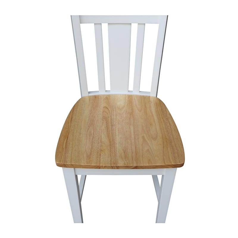 International Concepts San Remo Solid Wood CounterHeight Stool in White/Natural