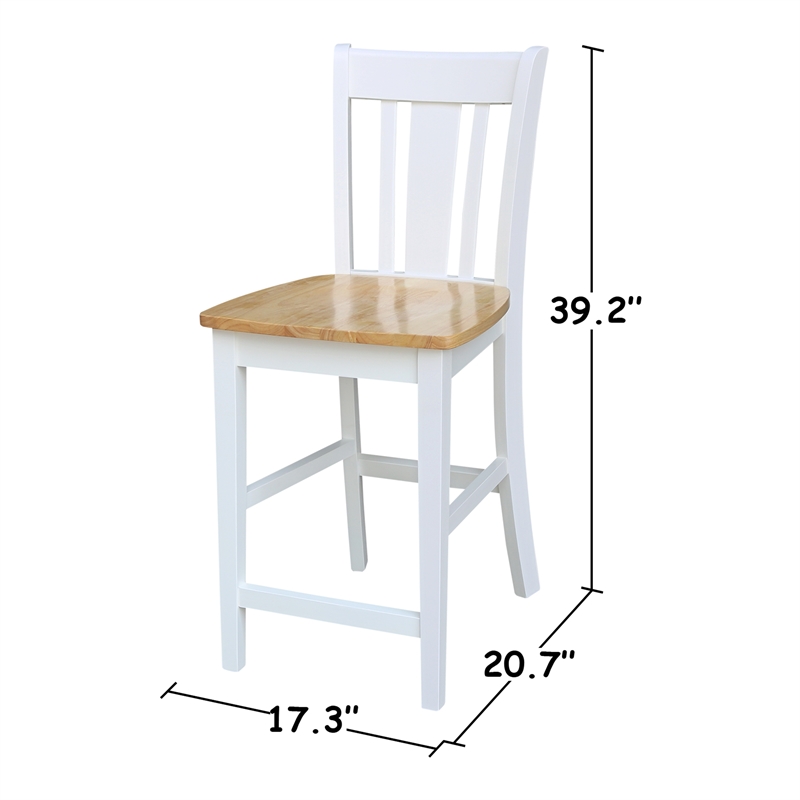 International Concepts San Remo Solid Wood CounterHeight Stool in White/Natural