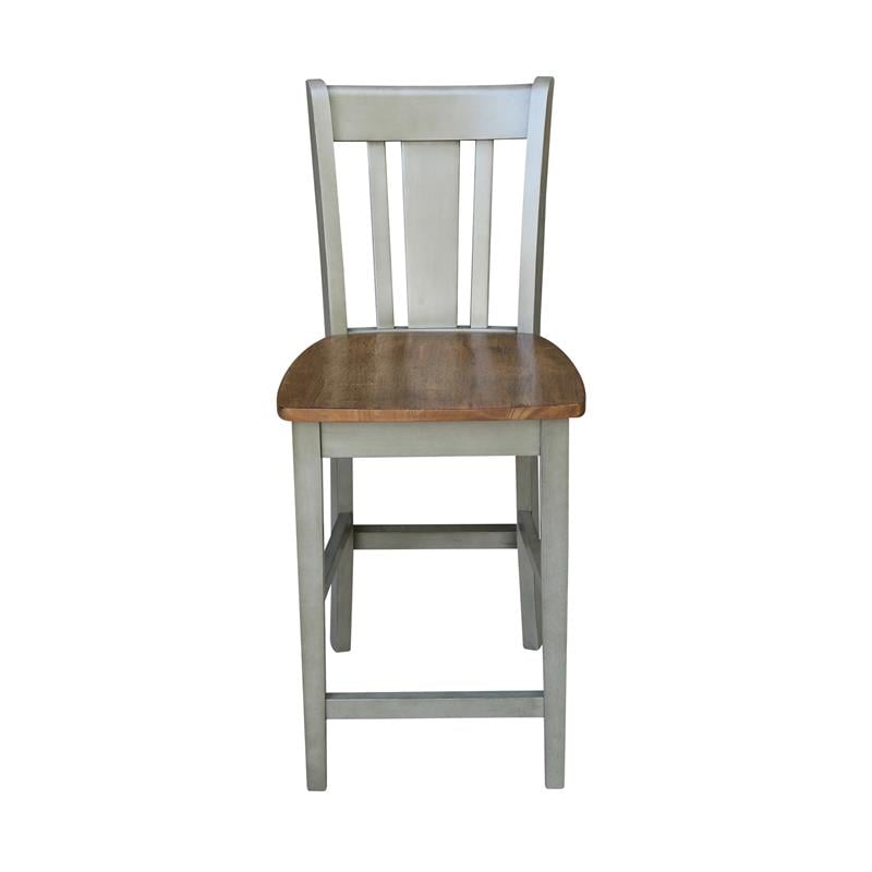 San Remo Solid Wood CounterHeight Stool in Distressed Hickory/Stone
