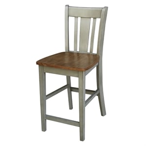 San Remo Solid Wood CounterHeight Stool in Distressed Hickory/Stone