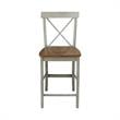 X-back Solid Wood Counterheight Stool in Distressed Hickory/Stone