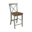 X-back Solid Wood Counterheight Stool in Distressed Hickory/Stone