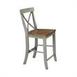 X-back Solid Wood Counterheight Stool in Distressed Hickory/Stone