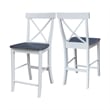X-back Solid Wood CounterHeight Stool in White and Heather Gray