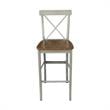 X-back Solid Wood Bar Height Stool in Distressed Hickory/Stone