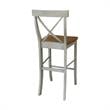 X-back Solid Wood Bar Height Stool in Distressed Hickory/Stone